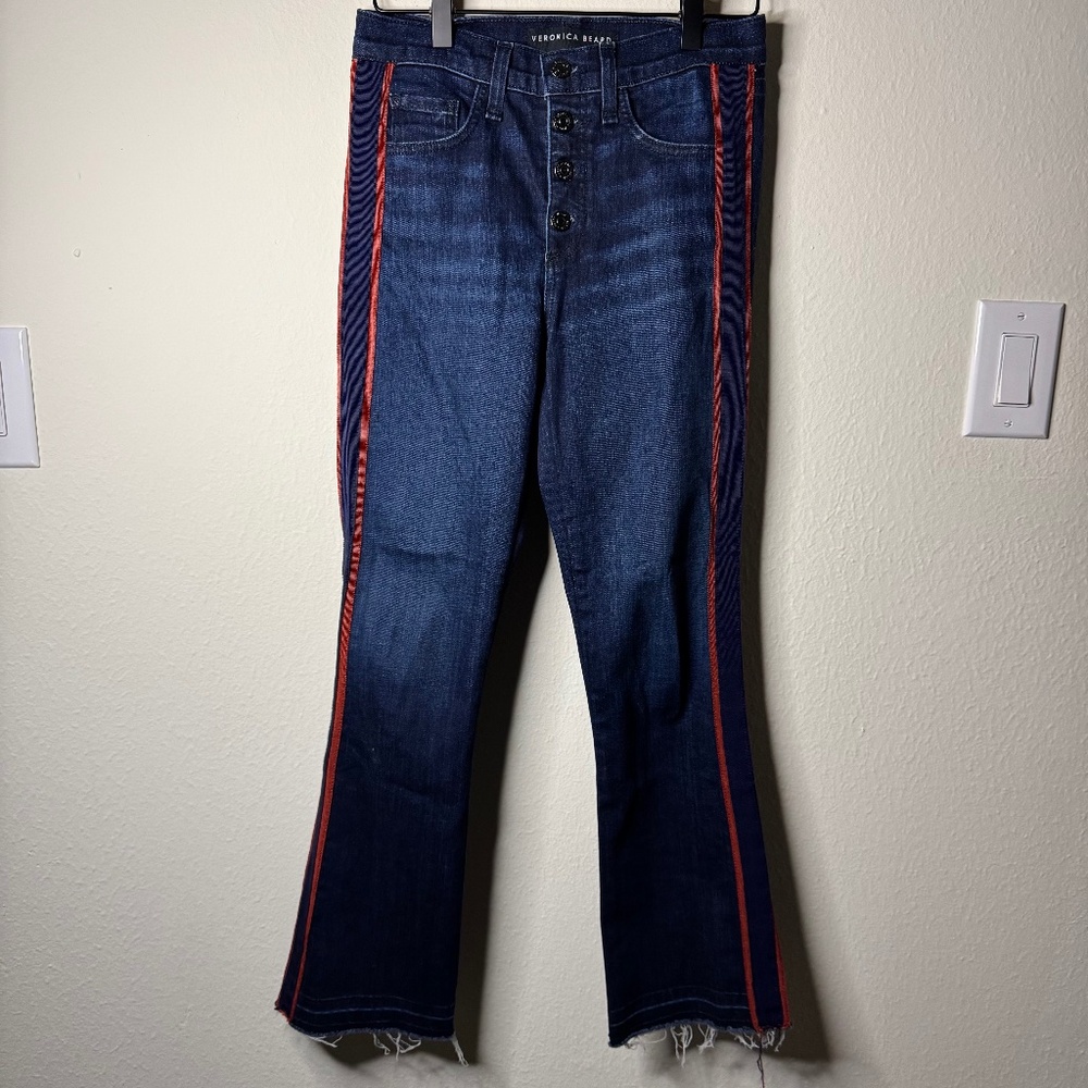 Veronica Beard Carolyn Baby Bootcut Jeans Women's 25 Dark Wash Blue High Rise